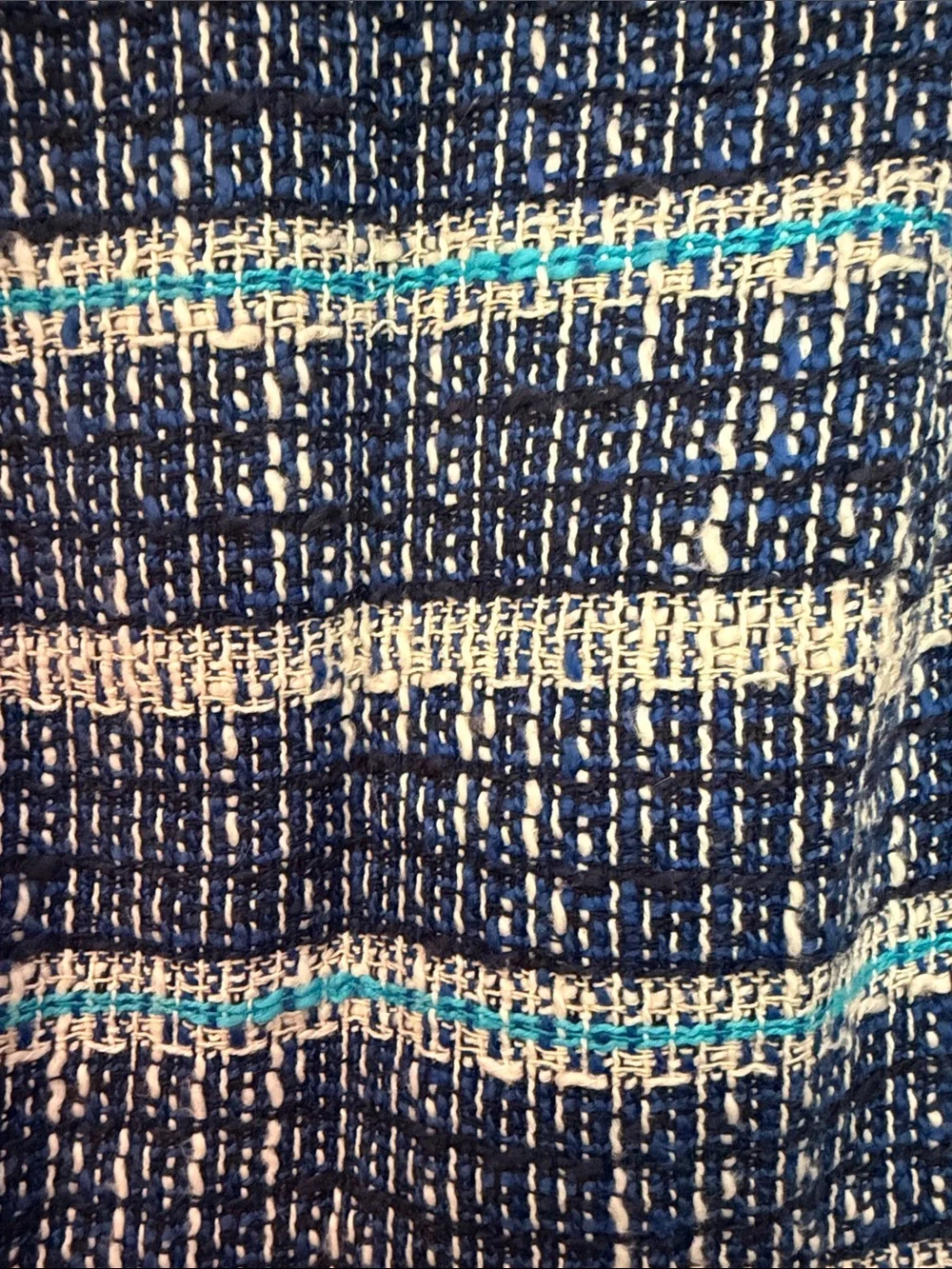 Tory Burch Striped Tweed Sheath Dress in Navy, Cream & Aqua